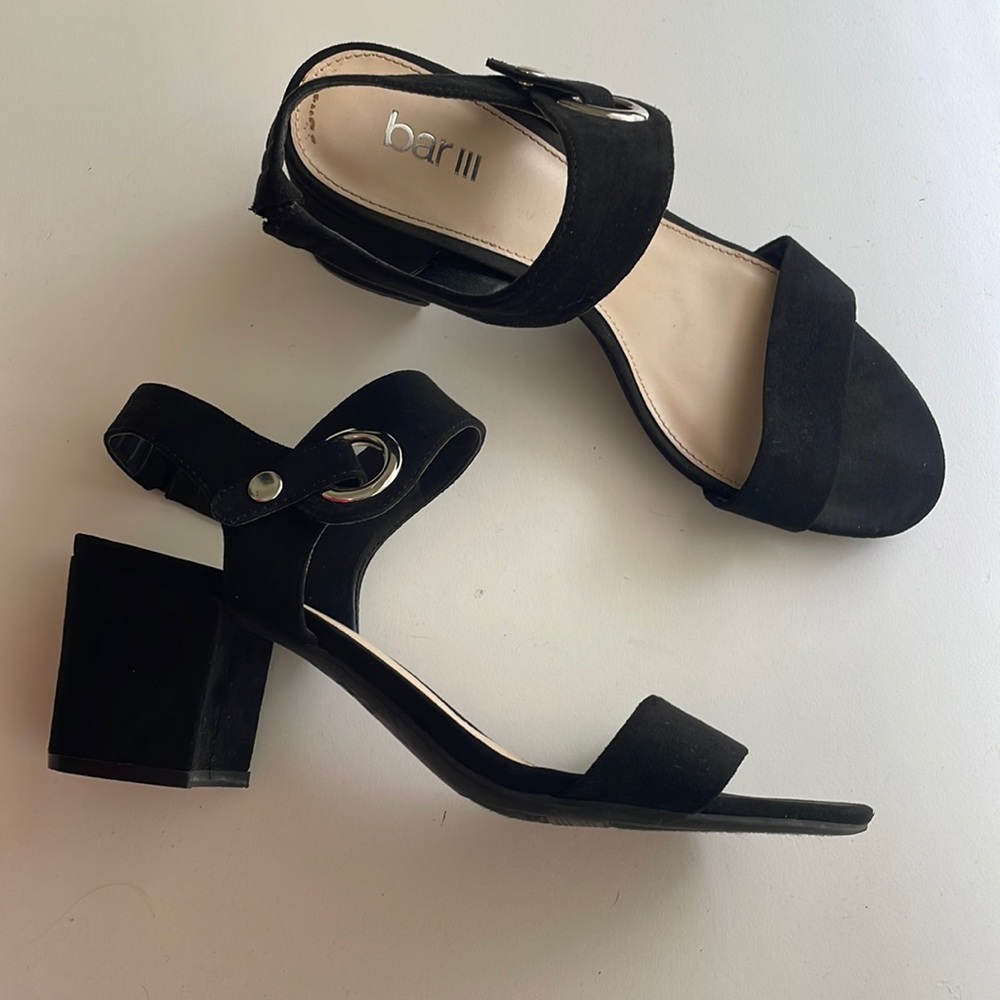 Bar III Black Heeled Sandals, size 9